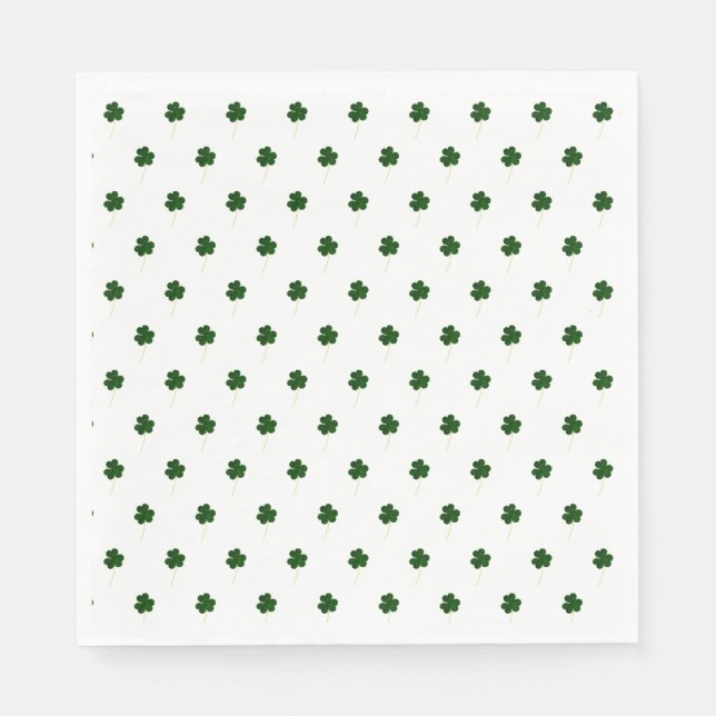 Serviette En Papier Élégant Motif Shamrock Irlandais Good Luck Clovers (Devant)