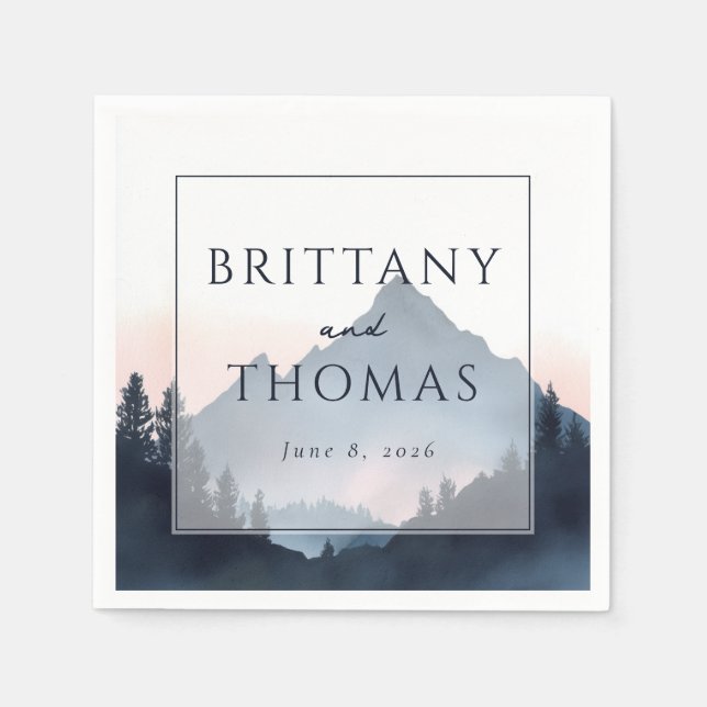 Serviette En Papier Elegant Mountain Wedding Invitation (Devant)