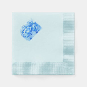 Serviette En Papier Elégant nénuphar bleu vintage