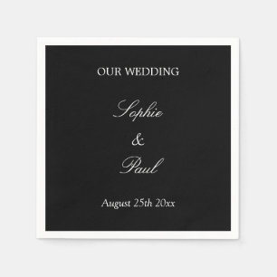 Serviette En Papier Élégant noir blanc Mariage serviettes