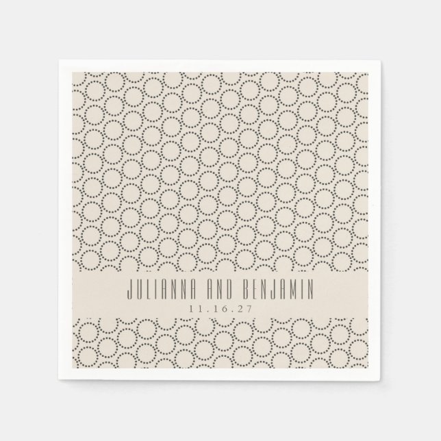 Serviette En Papier Elégant Noir Blanc Mid-Century Mod Mariage Personn (Devant)