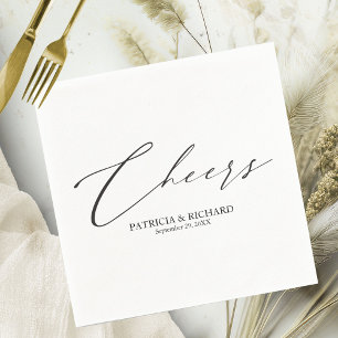 Serviette En Papier Élégant Noir Et Blanc Serviettes Mariages