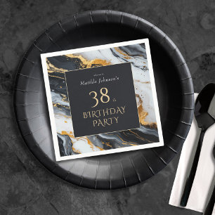 Serviette En Papier Elégant Noir et Or N'importe quel âge fête d'anniv
