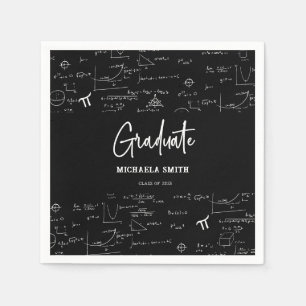 Serviette En Papier Élégant noir Script math Graduate