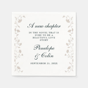 Serviette En Papier Élégant noir Tan Vintage Mariage de livre de bibli