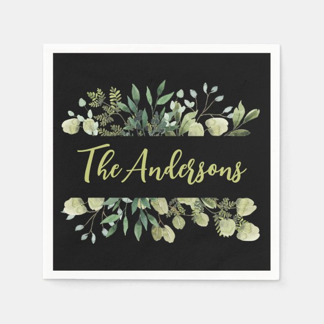 Serviette En Papier Elégant nom de famille botanique feuilles bunk noi (Devant)