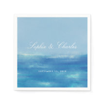 Elegant Ocean Watercolor Enregistrer la date Carte