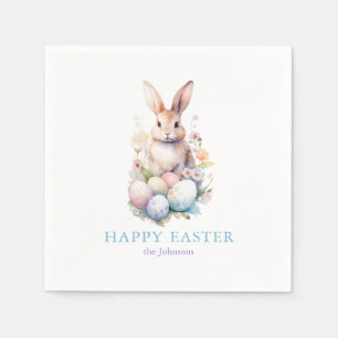 Serviette En Papier Elégant Oeufs aquarelle Floral Pâques BRUNCH