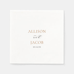 Serviette En Papier Elégant or et Mariage noir