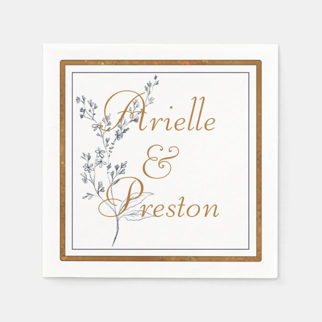 Serviette En Papier Élégant or et papier de marine Napkin (Devant)