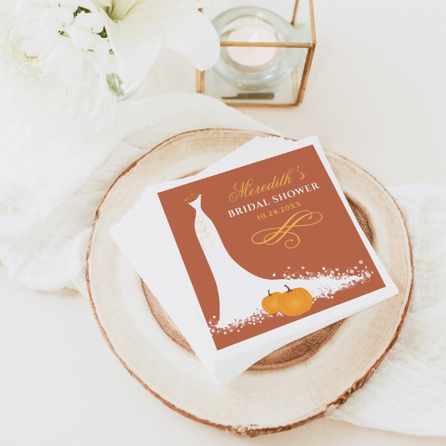 Serviette En Papier Elegant Orange Fall Wedding Gown Bridal Shower (Créateur téléchargé)