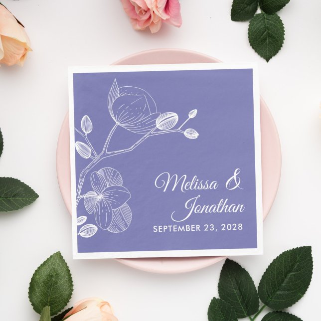Serviette En Papier Élégant orchidées floral moderne violet mariage na (Créateur téléchargé)