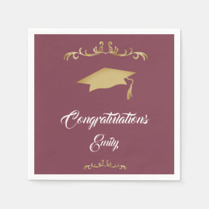 Serviette En Papier Elégant Ornament Or Félicitations Diplômé