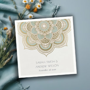 Serviette En Papier Elégant Ornate Gold Turquoise Turquoise Mandala Ma