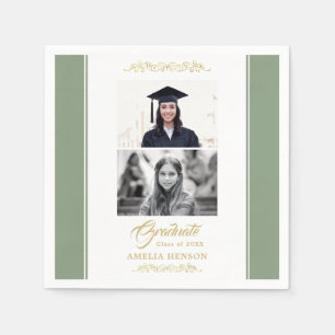 Serviette En Papier Élégant Ornement Or Graduation 2 Photo
