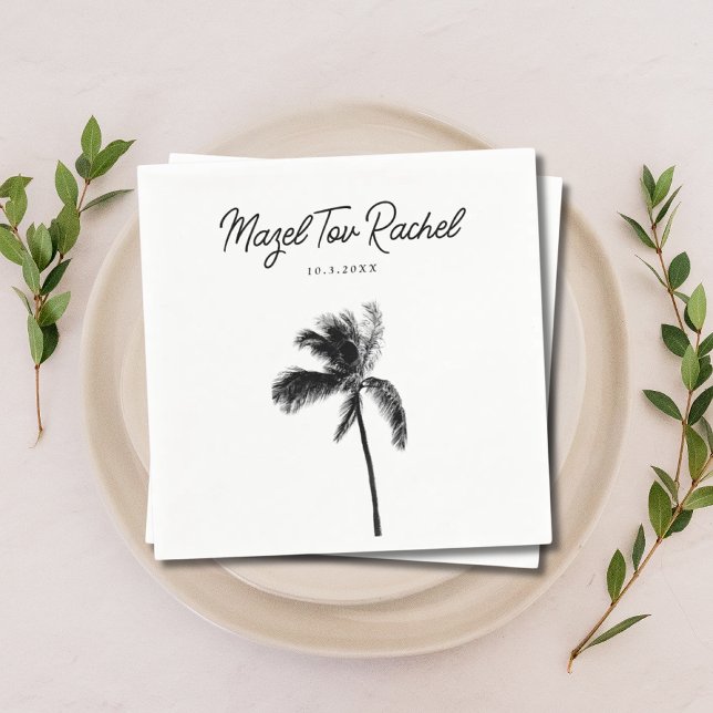Serviette En Papier Élégant Palm Tree Mazel Tov Bat mitzvah serviettes (Elegant Palm Tree Mazel Tov Bat Mitzvah Napkins
)