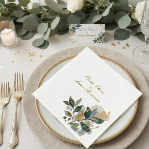 Serviette En Papier Élégant papier aquarelle eucalyptus jardin feuille