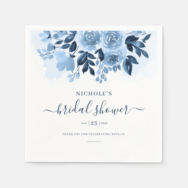 Serviette En Papier Élégant papier aquarelle floral mariage (Devant)