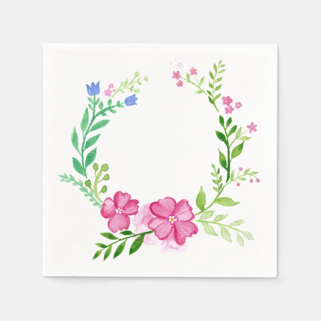Serviette En Papier Élégant papier de couronne de fleurs rose (Devant)