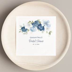 Serviette En Papier Élégant papier floral bleu poussiéreux pour la dou