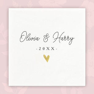 Serviette En Papier Élégant papier Mariage blanc Napkin Coeur d'or