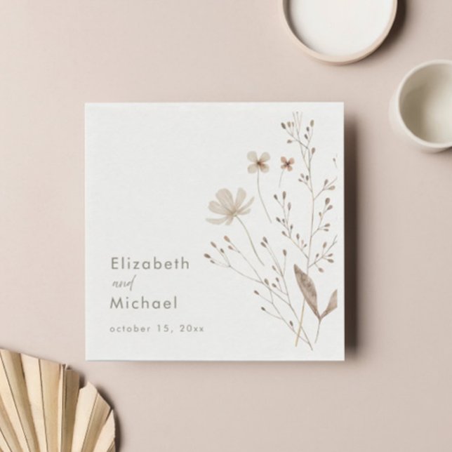 Serviette En Papier Élégant papier Mariage Fleur sauvage floral (Créateur téléchargé)