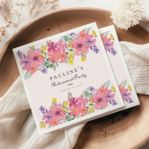 Serviette En Papier Élégant Parti de retraite Florale Rose violet
