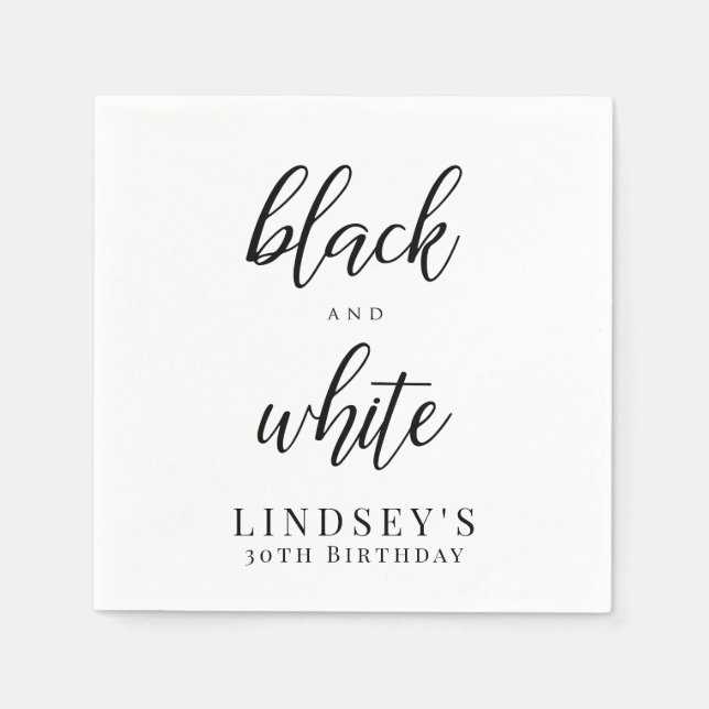 Serviette En Papier Élégant parti noir et blanc (Devant)