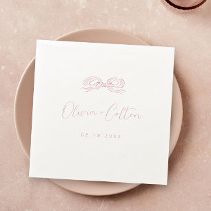 Serviette En Papier Élégant Pastel Pink Mariage de la main tiré