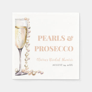 Serviette En Papier Élégant Perles d'Or et Prosecco pour Enterrement d