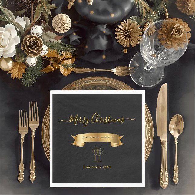 Serviette En Papier Elegant Personalized Merry Christmas Napkins (Créateur téléchargé)