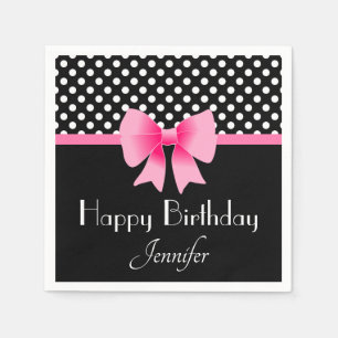 Serviette En Papier Elégant Pink Bow heureux anniversaire