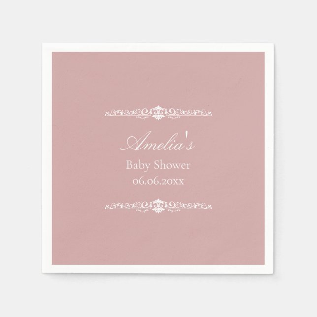 Serviette En Papier Elegant Pink Regency Style Baby Shower  (Devant)
