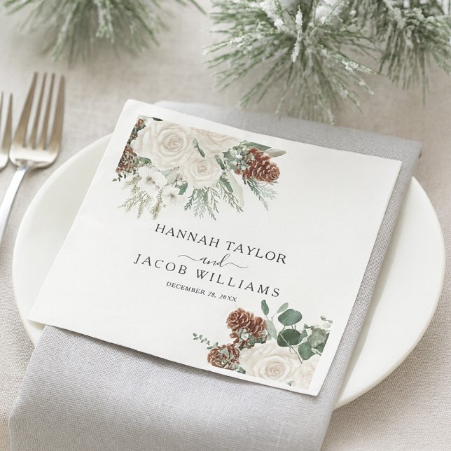 Serviette En Papier Élégant Pins Mariage d'hiver (Créateur téléchargé)