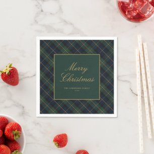 Serviette En Papier Élégant Plaid de Noël Classique