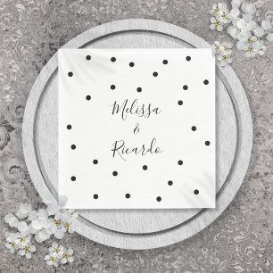 Serviette En Papier Élégant Pois noir et blanc