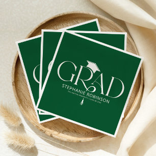 Serviette En Papier Élégant Pompon de Remise des Diplômes Vert