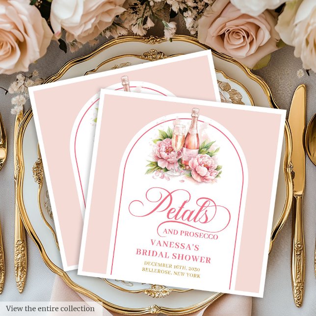 Serviette En Papier Elegant Prosecco and Petals Gold Accent Napkins (Elegant Prosecco and Petals Gold Accent Napkin)