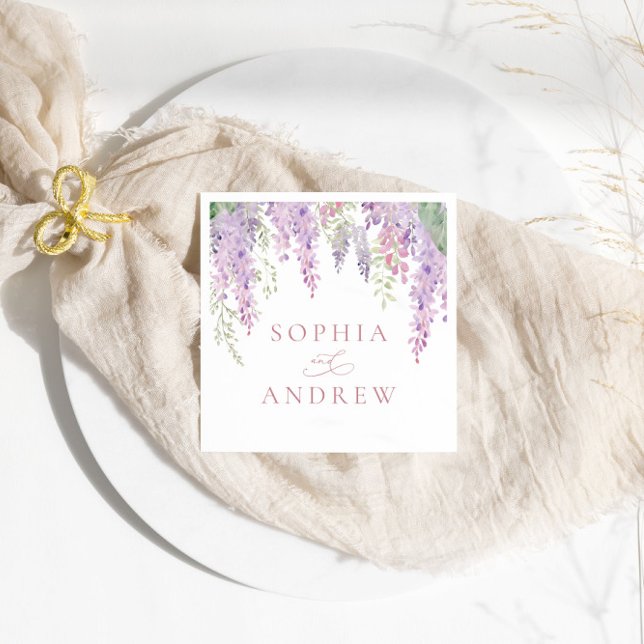 Serviette En Papier Élégant Purple Wisteria Fleurs Mariage serviettes (Créateur téléchargé)