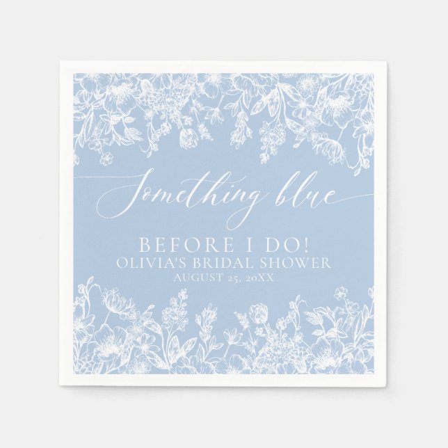Serviette En Papier Élégant quelque chose de bleu avant de faire Fête  (Devant)
