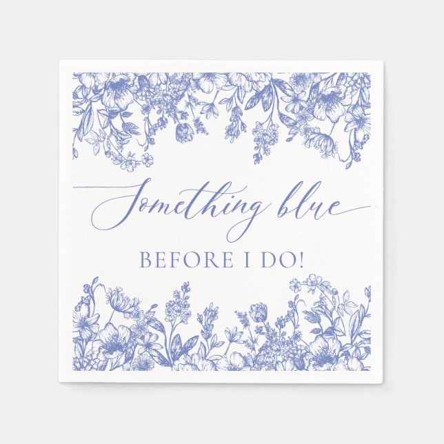 Serviette En Papier Élégant quelque chose de bleu avant de faire Fête  (Devant)