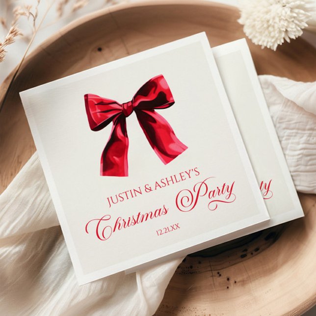 Serviette En Papier Elegant Red Coquette Bow Christmas Party (Créateur téléchargé)