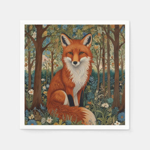 Serviette En Papier Elégant retro boho rouge renard animal de forêt