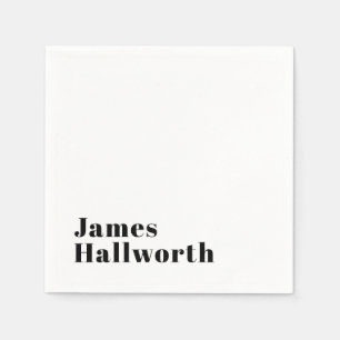 Serviette En Papier Élégant Retro Moderne Lettrage   Noir modifiable