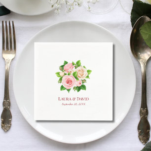 Serviette En Papier Élégant Romantique Rose Rose Pâle Mariage Chic