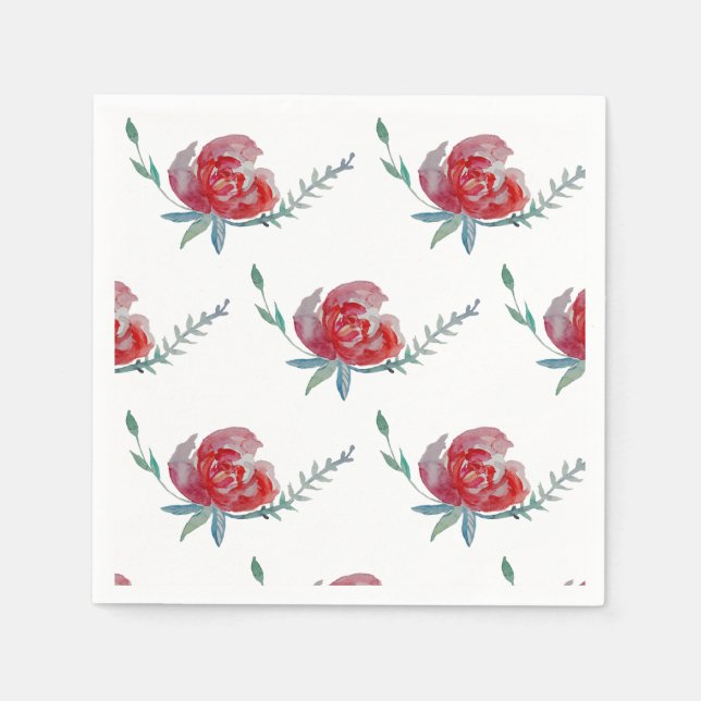 Serviette En Papier Élégant Rose aquarelle Art Napkins (Devant)