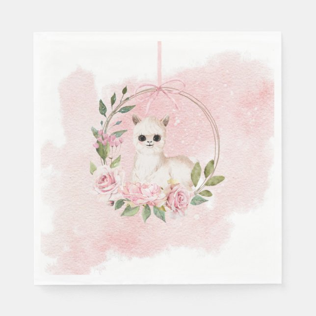Serviette En Papier Elégant rose bébé Baby shower d'aquarelle Napkin (Devant)