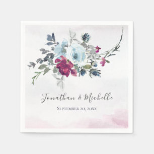 Serviette En Papier Elégant Rose Blancs et Bleus de Bourgogne