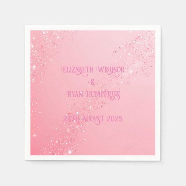 Serviette En Papier Elégant rose et blues vert design étincelant (Devant)