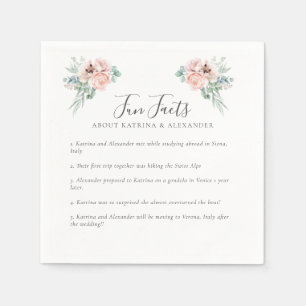 Serviette En Papier Élégant rose floral gris & blanc Fun Facts Mariage
